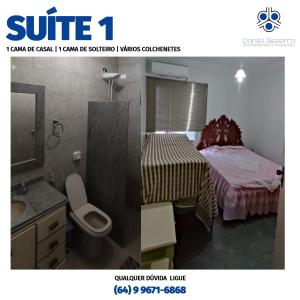 Casa com piscina, churrasqueira, 3 suítes com ar condicionado