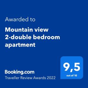 Mountain view 2 double bedroom apartment