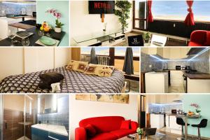 Appartements HOMEY BELLEVUE - New - Appartement avec une chambre - Parking prive gratuit - Balcon avec belle vue - Netflix et Wifi inclus - A 5 min de la frontiere pour rejoindre Geneve : photos des chambres