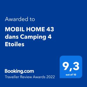 Villages vacances MOBIL HOME 43 dans Camping 4 Etoiles : photos des chambres