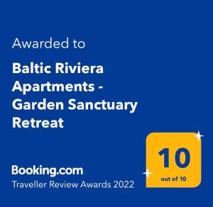 Baltic Riviera Apartments - Garden Sanctuary Retreat