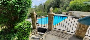 Old trainhouse with big pool