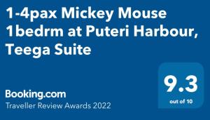 1-4pax Mickey Mouse 1bedrm at Puteri Harbour, Teega Suite, Legoland, Lego, Iskandar