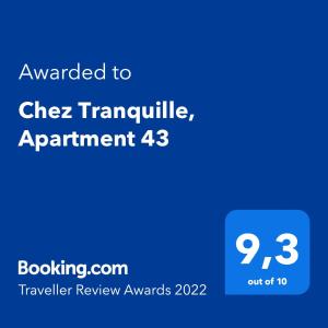 Maisons de vacances Chez Tranquille, Apartment 43 : photos des chambres