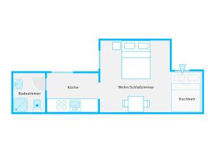 The Koburger II - Stylish studio with extra high bed for kids, 45m2 space, Ideal for families with kids or couples