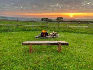 Shepherds Hut in a private meadow with sea views