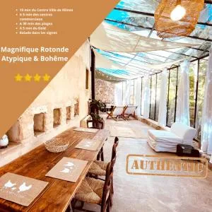 Très Belle rotonde déco Bohème, tennis, parking - Générac