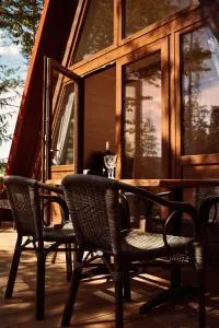 Przystań nad Sanem z widokiem na góry i rzekę - Krzemienna