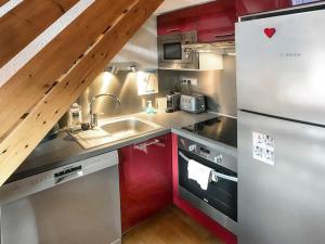 Studio cabine + mezzanine pour 4, balcon et vue Ouest à Valloire - FR-1-263-485