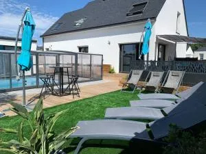 Maison 10 pers en bord de mer avec piscine chauffée toute l'année, spa et hamman - Le Tour-du-Parc