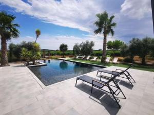 Villa contemporaine avec piscine à débordement dans un domaine viticole