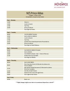 Mövenpick Prince Abbas Lake Nasser Cruise, Every Monday Four Nights From Aswan, Every Friday Three nights From Abu-Simbel - Including Excursions and Sightseeing