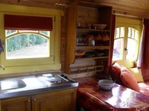 Roulotte bucolique en bois avec terrasse, Vallée de la Sarthe - FR-1-410-188