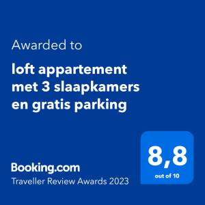 loft appartement met 3 slaapkamers en gratis parking