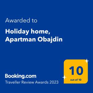 Holiday home, Apartman Obajdin 