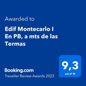 Edif Montecarlo I En PB, a mts de las Termas