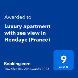 Appartements Luxury apartment with sea view in Hendaye (France) : Appartement Deluxe