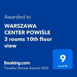 WARSZAWA CENTER POWIŚLE 3 rooms 10th floor view