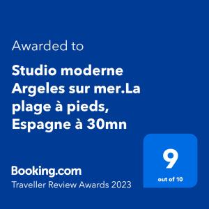 Appartements Studio moderne Argeles sur mer.La plage a pieds, Espagne a 30mn : photos des chambres