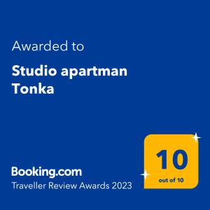 Studio apartman Tonka