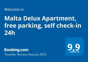 Malta Delux Apartment, free parking, self check-in 24h