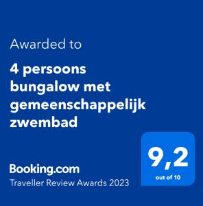 4 persoons bungalow met gemeenschappelijk zwembad