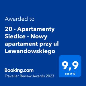 20  Apartamenty Siedlce  Nowy apartament przy ul Lewandowskiego