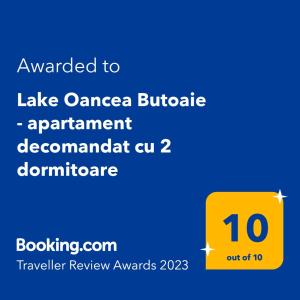 Lake Oancea Butoaie - apartament decomandat cu 2 dormitoare