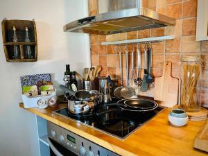 Studio apartment, view over the roofs for the sunrise