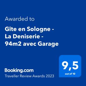 Maisons de vacances Gite en Sologne - La Deniserie - 94m2 avec Garage : Maison 3 Chambres