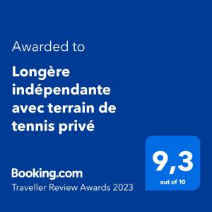 Maisons de vacances Longere independante avec terrain de tennis prive : Maison 1 Chambre