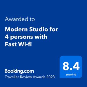 Modern Studio for 4 persons with Fast Wi-fi