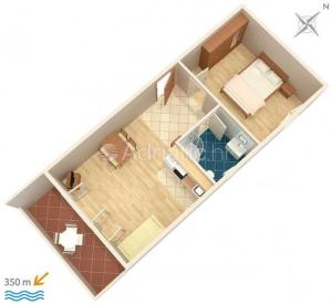 Apartment in Dugi Rat with sea view, terrace, air conditioning, WiFi 5113-4