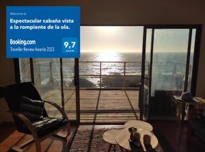 Espectacular cabaña Las Rocas de Algarrobo - El Quisco Norte Vista a la rompiente de la ola