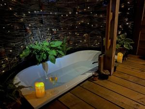 Dôl Swynol Glamping Luxury cabin with outdoor bath