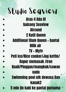 Studio Beach View Teluk Kemang