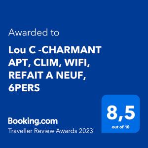 Lou C -CHARMANT APT, CLIM, WIFI, REFAIT A NEUF, 6PERS