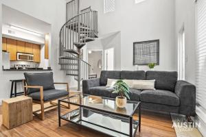 Spiral Stairs to Loft Bedroom Balcony with Shade