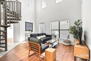 Spiral Stairs to Loft Bedroom Balcony with Shade