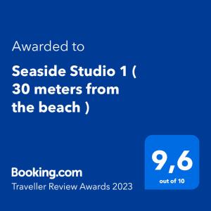 Seaside Studio 1 ( 30 meters from the beach )