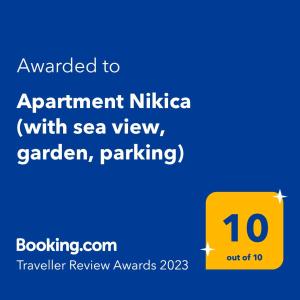 Apartment Nikica (with sea view, garden, parking)