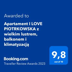 Apartament I LOVE PIOTRKOWSKA z wielkim lustrem, balkonem i klimatyzacją