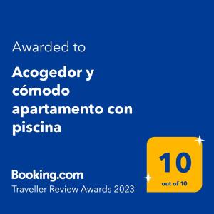 Acogedor y cómodo apartamento con piscina