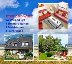 4-ZIMMER-FERIENWOHNUNG DEICHWIESE -Westerland-Sylt - Garten - Terrasse - 3 Schlafzimmer - 2 - 5 Pers - Süderende