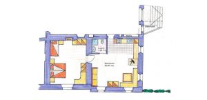Dreibettzimmer mit Gartenblick