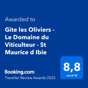 Maisons de vacances Gite les Oliviers - Le Domaine du Viticulteur - St Maurice d Ibie : Maison 2 Chambres