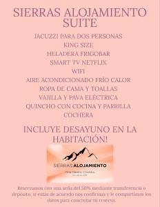 Sierras Alojamiento SUITE