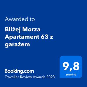 Bliżej Morza Apartament 63 z garażem