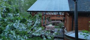 Forest house with outdoor hot tub