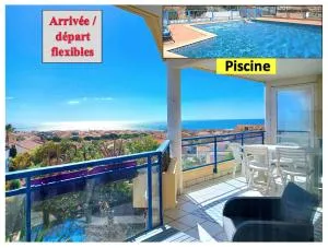 Plain-pied, terrasse, piscine, pleine vue mer, plage à 6' à pied, parking, wifi - 弗勒里